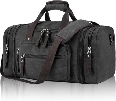 Felipe Varela Duffle Bag for Men, Canvas Expandable Duffel Bag for Travel, Mens Carry On Luggage Bags Traveling Weekender Gym Overnight Duffel Bags for Airplanes, Black in Kuwait