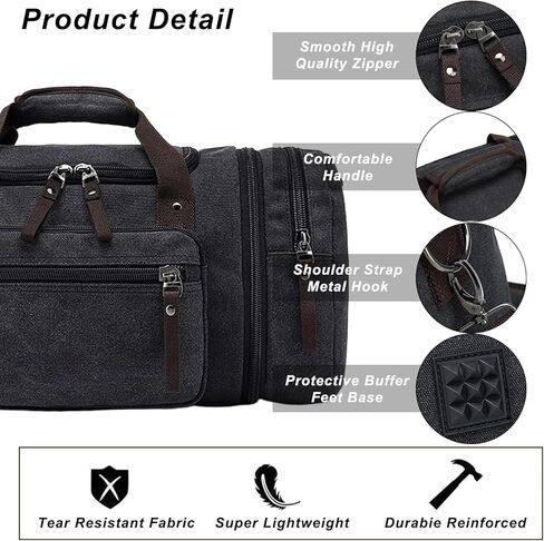 Felipe Varela Duffle Bag for Men, Canvas Expandable Duffel Bag for Travel, Mens Carry On Luggage Bags Traveling Weekender Gym Overnight Duffel Bags for Airplanes, Black in Kuwait