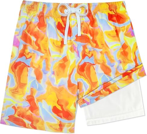 LUCOWEE Boys Swim Trunks Zipper Pockets Compression Liner Anti Chafe Swimsuit Bathing Beach Shorts Surf Quick Dry UPF 50+ in Saudi Arabia
