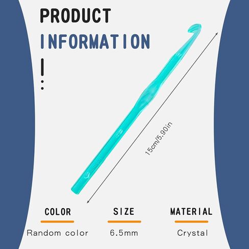 25 mm Large Crochet Hooks, Ergonomic Handle for Arthritic Hands, Professional Huge Crochet Needles, Colorful Transparent Crochet Hook for Beginners and Crocheting Yarn(25 mm) in Kuwait