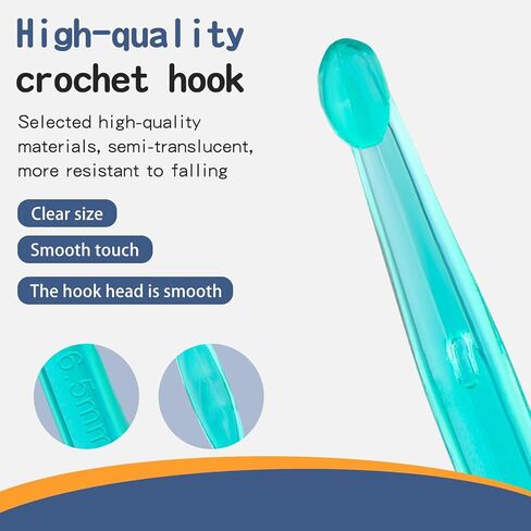 25 mm Large Crochet Hooks, Ergonomic Handle for Arthritic Hands, Professional Huge Crochet Needles, Colorful Transparent Crochet Hook for Beginners and Crocheting Yarn(25 mm) in Kuwait