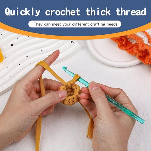 25 mm Large Crochet Hooks, Ergonomic Handle for Arthritic Hands, Professional Huge Crochet Needles, Colorful Transparent Crochet Hook for Beginners and Crocheting Yarn(25 mm) in Kuwait