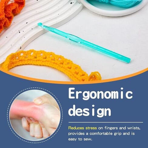 25 mm Large Crochet Hooks, Ergonomic Handle for Arthritic Hands, Professional Huge Crochet Needles, Colorful Transparent Crochet Hook for Beginners and Crocheting Yarn(25 mm) in Kuwait