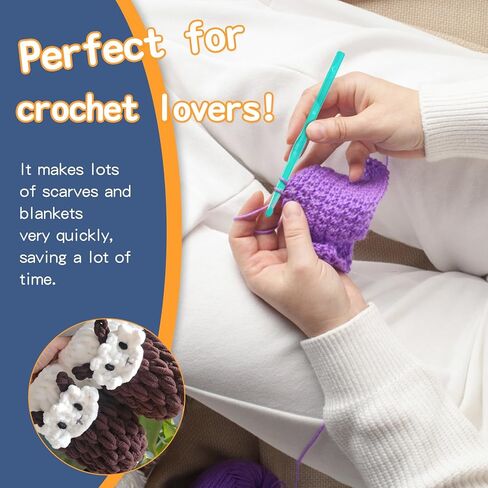 25 mm Large Crochet Hooks, Ergonomic Handle for Arthritic Hands, Professional Huge Crochet Needles, Colorful Transparent Crochet Hook for Beginners and Crocheting Yarn(25 mm) in Kuwait