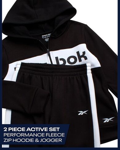 Reebok Boys' Active Sweatsuit - 2 Piece Performance Fleece Zip Hoodie Sweatshirt and Jogger Sweatpants - Activewear Set, 8-14 in Kuwait