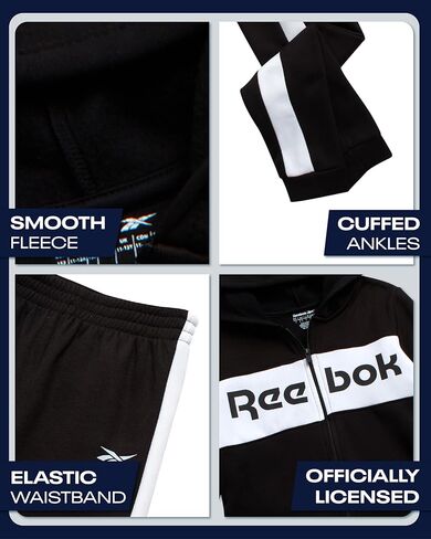 Reebok Boys' Active Sweatsuit - 2 Piece Performance Fleece Zip Hoodie Sweatshirt and Jogger Sweatpants - Activewear Set, 8-14 in Kuwait
