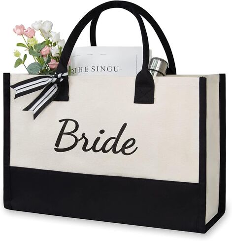 TOPDesign Canvas Tote Bag, Bridal Shower Gifts for Bride, Wedding Bachelorette Bride Gifts Shoulder Bag in Kuwait