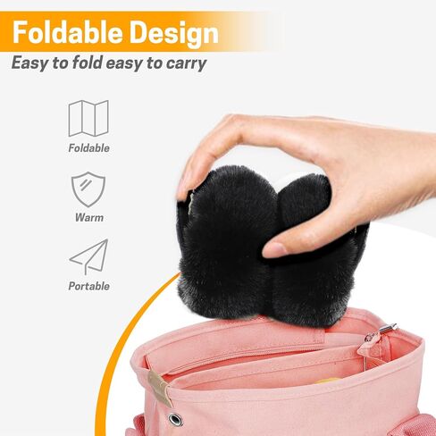 GNEGNI Kids Fluffy Ear Muffs Foldable Winter Faux Fur Earmuffs Adjustable Ear Warmer Cover Outdoor Earmuff for Girls Boys in Kuwait