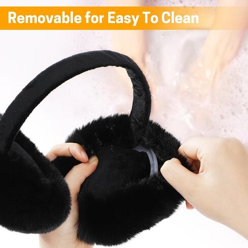 GNEGNI Kids Fluffy Ear Muffs Foldable Winter Faux Fur Earmuffs Adjustable Ear Warmer Cover Outdoor Earmuff for Girls Boys in Kuwait