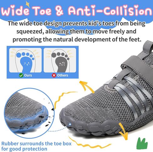 Kids Barefoot Shoes Boys Girls Footwear Toddler Shoes Wide Toe Box Hiking Flexible Zero Drop Sole Minimalist Sneakers Lightweight Breathable Slip On Running Tennis for Indoor Outdoor Little Big Kid in Saudi Arabia