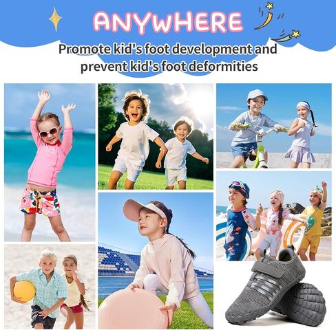 Kids Barefoot Shoes Boys Girls Footwear Toddler Shoes Wide Toe Box Hiking Flexible Zero Drop Sole Minimalist Sneakers Lightweight Breathable Slip On Running Tennis for Indoor Outdoor Little Big Kid in Saudi Arabia