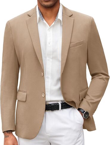 COOFANDY Mens Casual Blazer Slim Fit Suit Jacket Lightweight Knit Sport Coat Two Button Blazer Jacket in Kuwait