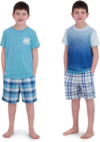 Boys Pajamas مجموعة-4 قطع الصيف PJS تي شيرت الأكمام القصيرة والسراويل ، والبنين نوم ، مراهقون الأطفال أحجام بيجاما 5-20 in Kuwait