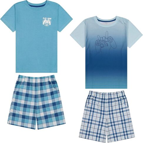 Boys Pajamas مجموعة-4 قطع الصيف PJS تي شيرت الأكمام القصيرة والسراويل ، والبنين نوم ، مراهقون الأطفال أحجام بيجاما 5-20 in Kuwait