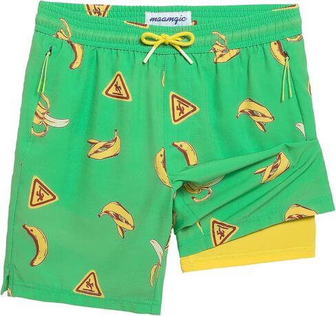 maamgic Boys Swim Trunks Compression Liner Stretch Teen Boy Swim Shorts Anti-Chafe Bathing Suits with Zipper Pockets in Saudi Arabia