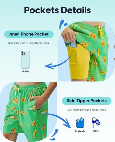 maamgic Boys Swim Trunks Compression Liner Stretch Teen Boy Swim Shorts Anti-Chafe Bathing Suits with Zipper Pockets in Saudi Arabia