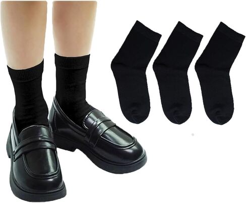 Boys Dress Socks 3 Pairs Kids Boys Girls Crew Dress Sock Cotton Uniform Socks for Girls in Kuwait