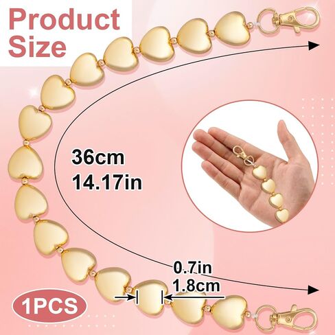 Mxxipp Pearl Purse Chains, Stainless Steel Double Chain Bag Charm, Bag Straps Short Handle Replacement Charms Accessories for Handbag Messenger Bags Wallets- Gold in Saudi Arabia