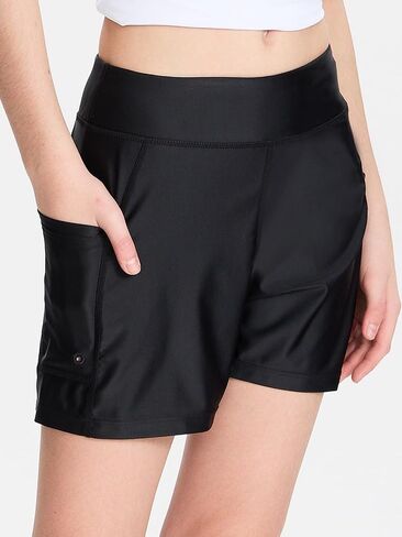DEVOROPA Youth Girls Swim Board Shorts with Mesh Liner Quick Dry Beach Summer Swimwear Kids Swimming Shorts UPF 50+ Pockets in Saudi Arabia