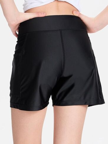 DEVOROPA Youth Girls Swim Board Shorts with Mesh Liner Quick Dry Beach Summer Swimwear Kids Swimming Shorts UPF 50+ Pockets in Saudi Arabia