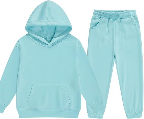 DHSPKN Girls Boys 2 Piece Tracksuit Athletic Sweatsuits Sets Hooded Sweatshirt and Jogger Sweatpants Clothing Sets for Kids in Saudi Arabia