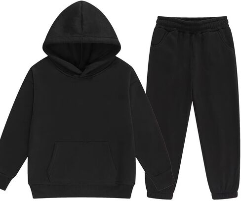 DHSPKN Girls Boys 2 Piece Tracksuit Athletic Sweatsuits Sets Hooded Sweatshirt and Jogger Sweatpants Clothing Sets for Kids in Saudi Arabia