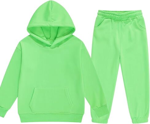DHSPKN Girls Boys 2 Piece Tracksuit Athletic Sweatsuits Sets Hooded Sweatshirt and Jogger Sweatpants Clothing Sets for Kids in Saudi Arabia