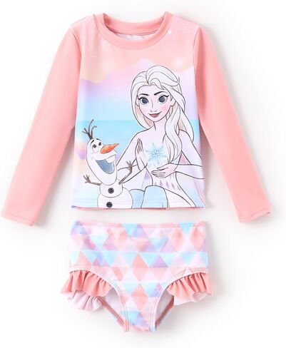 Disney Mickey and Friends Girl Two Piece Long Sleeve Swimsuit Rashguard Bathing Suit in Kuwait
