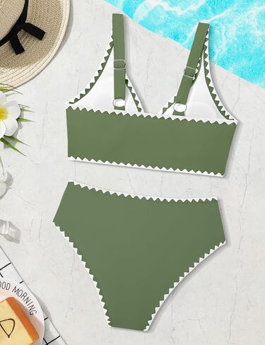 KANGKANG Girls Swimsuit Bikini Set Solid Color V-Neck Two Piece Bathing Suit with Chest Pad Adjustable Straps Swimwear 7-16T in Kuwait