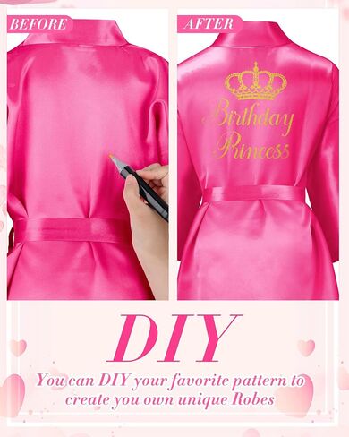 Jecery 5 Pack Spa Robes for Party Sleepover Slumber Birthday Party Squad Robes DIY Silk Satin Bathrobes with Headband in Kuwait
