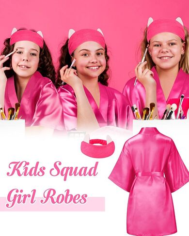 Jecery 5 Pack Spa Robes for Party Sleepover Slumber Birthday Party Squad Robes DIY Silk Satin Bathrobes with Headband in Kuwait