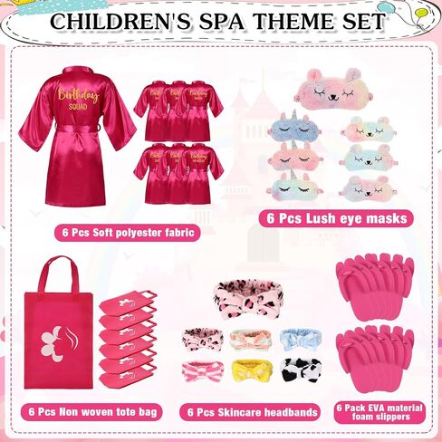 Shihanee 30 Pcs Spa Party Supplies for Girls, 6 Satin Robes Birthday Princess Squad Kids Sleepover Birthday Spa Party Set Kit in Saudi Arabia