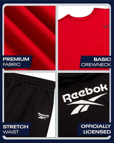 Reebok Boys' Sweatsuit Set - 3 Piece Pullover Hoodie Sweatshirt, Jogger Sweatpants, and T-Shirt - Activewear Pants Set (8-14) in Kuwait