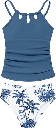 Girls Swimsuit Cutout Bathing Suit Cute Two Piece Swimsuits for Teen Girls Modest Swimwear High Waisted Tankini 9-18y in Kuwait
