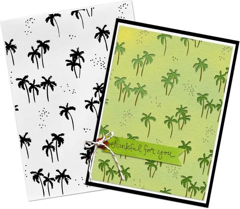 LANGFON Plastic Embossing Summer Palm Tree Folder for Card Making, Tropical Palm Pattern Background DIY Plastic Template Photo Album Card Paper Handmade Scrapbooking DIY Craft Decoration Template Mold in Kuwait