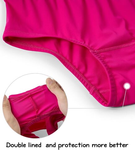QBK Girls's Swimming Suit Swim Brief UPF50+ Rash Guard Swimsuit Super Contrect Quick Dry (2T-14 Years) in Kuwait