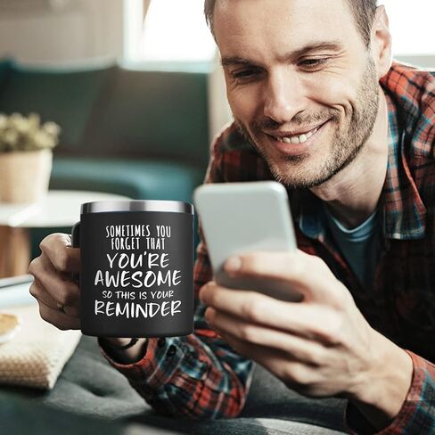 NOWWISH Birthday Gifts for Men Husband - Awesome Coffee Mug, Inspirational Birthday & Holiday Presents for Men Him Boyfriend, 14oz Navy Blue in Kuwait