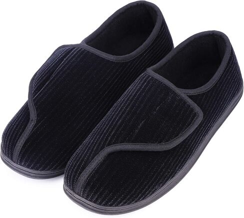 LongBay Men's Memory Foam Diabetic Slippers Comfy Warm Plush Fleece Arthritis Edema Swollen House Shoes in Saudi Arabia