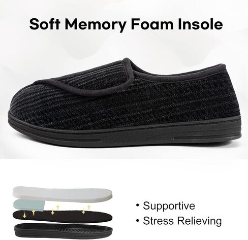 LongBay Men's Memory Foam Diabetic Slippers Comfy Warm Plush Fleece Arthritis Edema Swollen House Shoes in Saudi Arabia