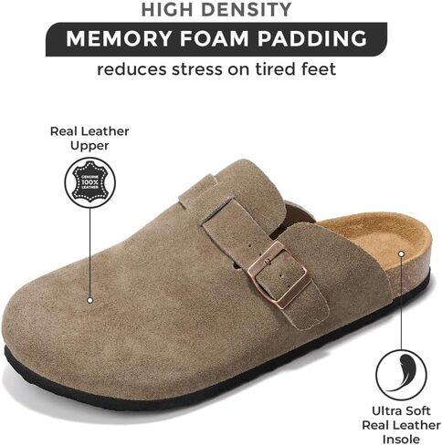 Project Cloud Mens Clogs - قبضات رغوة جلدية حقيقية للحبوب للرجال لدعم القدمين - بغال منصة غير قابلة للانزلاق (بروكلين) in Kuwait