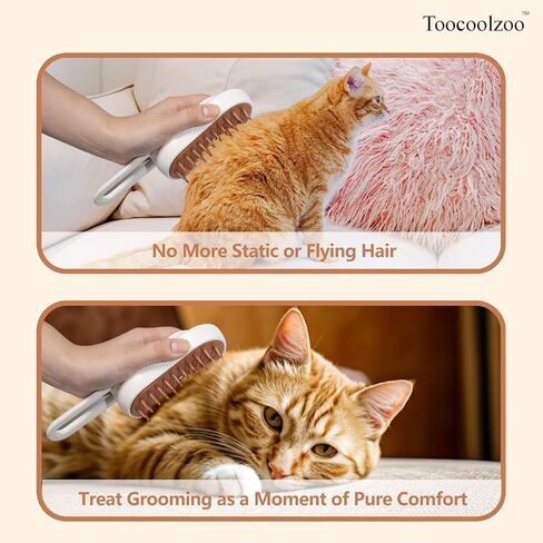 3-in-1 Cat Steam Brush for Shedding, Rechargeable Cat Brush with Gentle Mist, Pet Hair Steam Brush for Cats and Dogs, Spritz Defur Comb for Cats (White) in Saudi Arabia