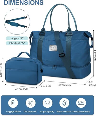 BAGAIL Travel Duffel Bag - Weekender, Overnight Gym Carry On Tote with Wet Pocket, Hospital Mom Bag for Labor and Delivery - Extra Large, Black in Kuwait