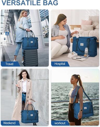 BAGAIL Travel Duffel Bag - Weekender, Overnight Gym Carry On Tote with Wet Pocket, Hospital Mom Bag for Labor and Delivery - Extra Large, Black in Kuwait