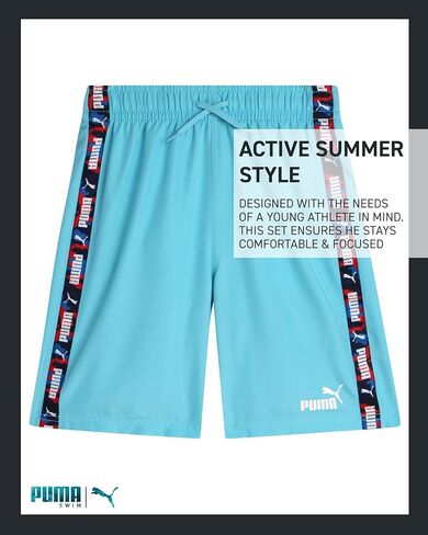 Puma Boys Swim Trunks - 2 حزمة حزمة شورت شورت شورت جاف جاف للبنين مع بطانة شبكة التنفس (الأحجام: S -XL) in Kuwait