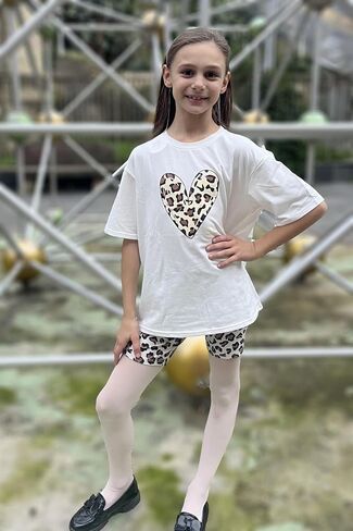Arshiner Girls Clothes Summer 2 Piece Outfits Drop Shoulder T-Shirts and Biker Shorts Kids Fashion Clothing Sets in Saudi Arabia