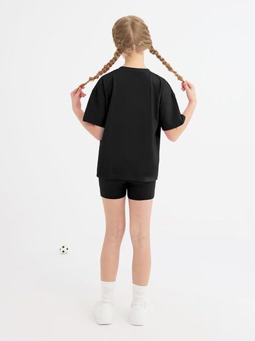 Girls Summer Outfits Graphic Letter Print T Shirt Short Sleeve Top & Biker Shorts with Side Pocket 2Pcs Clothing Sets in Kuwait