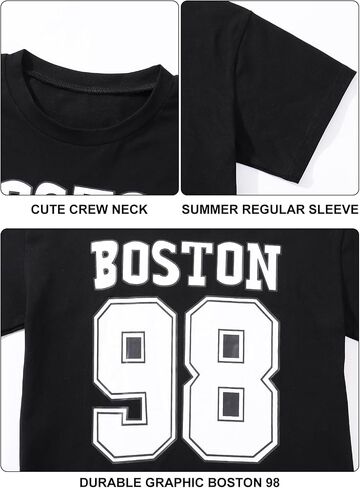 Girls Summer Outfits Graphic Letter Print T Shirt Short Sleeve Top & Biker Shorts with Side Pocket 2Pcs Clothing Sets in Kuwait