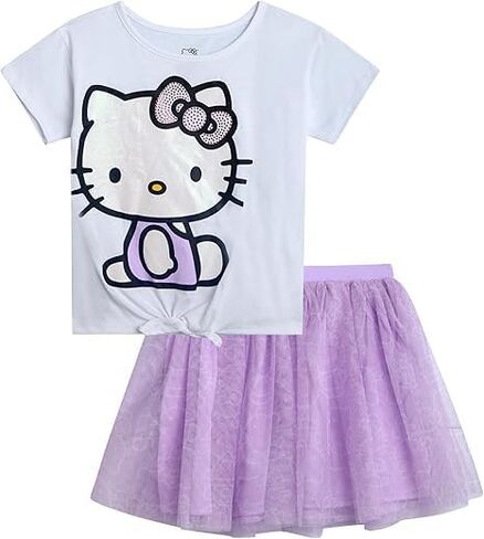 Hello Kitty Girls Tutu Skirt Set - 2 Piece Short Sleeve Graphic Top and Tulle Tutu Skirt Outfit Set (Sizes: 2T-12) in Saudi Arabia