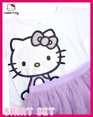 Hello Kitty Girls Tutu Skirt Set - 2 Piece Short Sleeve Graphic Top and Tulle Tutu Skirt Outfit Set (Sizes: 2T-12) in Saudi Arabia