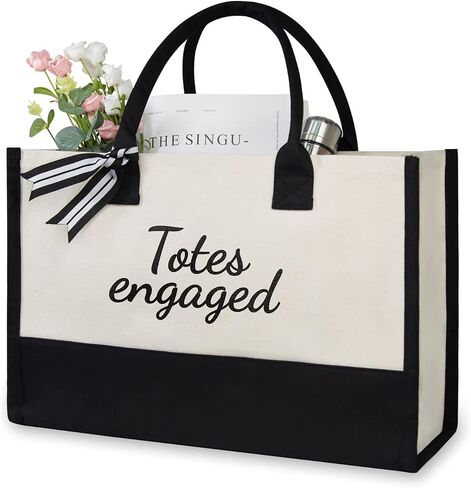 TOPDesign Canvas Tote Bag, Bridal Shower Gifts for Bride, Wedding Bachelorette Bride Gifts Shoulder Bag in Kuwait